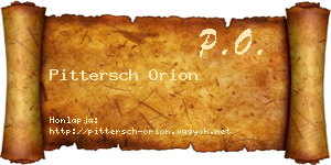 Pittersch Orion névjegykártya